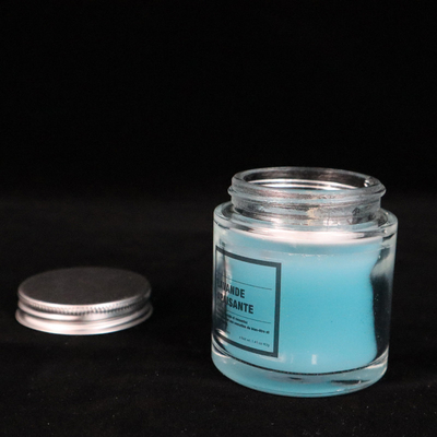12 ออนซ์ Homemade Blue Glass Jam Jar Candles กลิ่นลาเวนเดอร์สำหรับห้องน้ำในห้องนอน