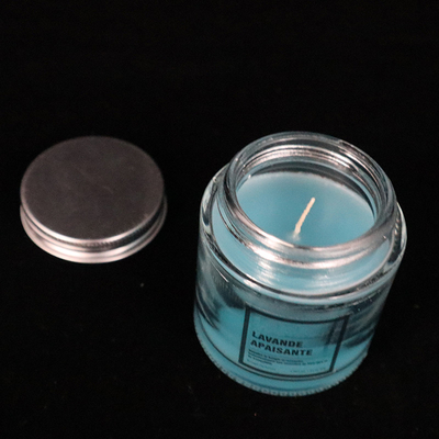 12 ออนซ์ Homemade Blue Glass Jam Jar Candles กลิ่นลาเวนเดอร์สำหรับห้องน้ำในห้องนอน
