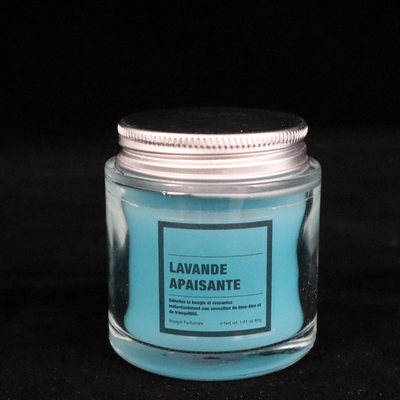 12 ออนซ์ Homemade Blue Glass Jam Jar Candles กลิ่นลาเวนเดอร์สำหรับห้องน้ำในห้องนอน