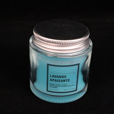 12 ออนซ์ Homemade Blue Glass Jam Jar Candles กลิ่นลาเวนเดอร์สำหรับห้องน้ำในห้องนอน