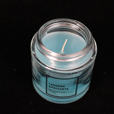 12 ออนซ์ Homemade Blue Glass Jam Jar Candles กลิ่นลาเวนเดอร์สำหรับห้องน้ำในห้องนอน