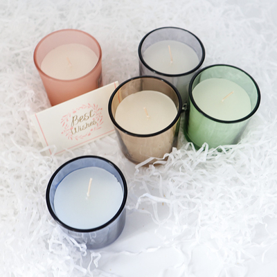 2022 Aroma Home เทียนหอมขี้ผึ้งถั่วเหลืองแก้วสีสันสดใส