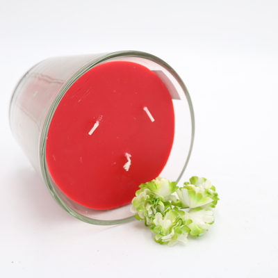 Aroma Home เทียนพาราฟินสีแดงเรียบง่ายแบบกำหนดเองในแก้วเอียง