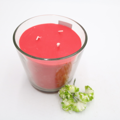 Aroma Home เทียนพาราฟินสีแดงเรียบง่ายแบบกำหนดเองในแก้วเอียง