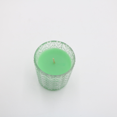 กำหนดเอง 7.5 ออนซ์ Green Votive Glass Jar เทียนหอมเทียนขี้ผึ้งถั่วเหลืองพร้อมฝาปิด