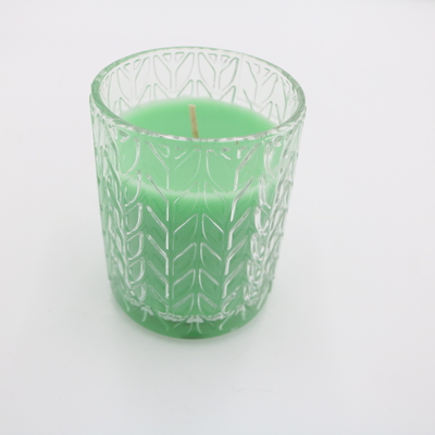 กำหนดเอง 7.5 ออนซ์ Green Votive Glass Jar เทียนหอมเทียนขี้ผึ้งถั่วเหลืองพร้อมฝาปิด