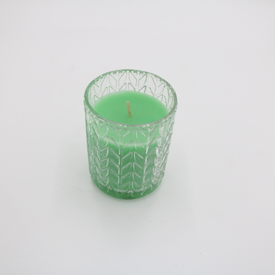 กำหนดเอง 7.5 ออนซ์ Green Votive Glass Jar เทียนหอมเทียนขี้ผึ้งถั่วเหลืองพร้อมฝาปิด