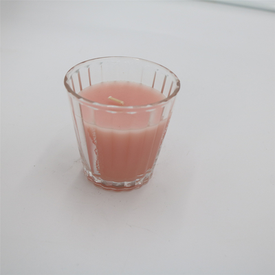 เทียนหอมขวดแก้วสีชมพูธรรมชาติ ODM 4oz สำหรับน้ำหอมบ้าน