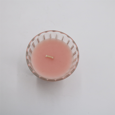 เทียนหอมขวดแก้วสีชมพูธรรมชาติ ODM 4oz สำหรับน้ำหอมบ้าน