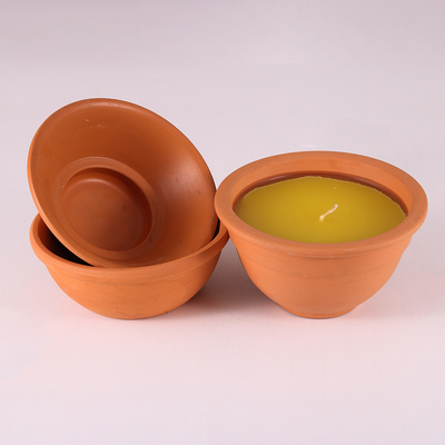 ในร่ม 7Oz กระถางดินเผา Citronella Garden Candles สำหรับยุง
