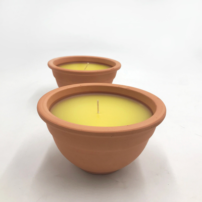 ในร่ม 7Oz กระถางดินเผา Citronella Garden Candles สำหรับยุง