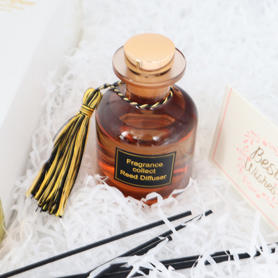 Aroma Reed Diffuser 126ml ชุดของขวัญสุดหรูในขวดสีน้ำตาลสำหรับน้ำหอมบ้าน