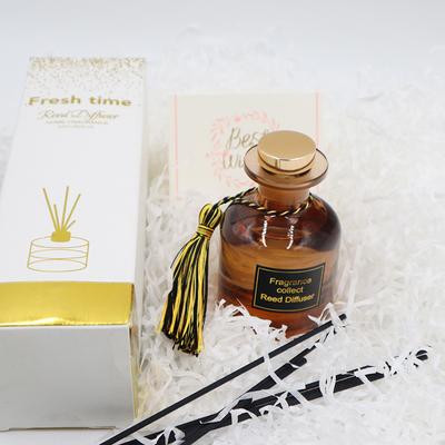 Aroma Reed Diffuser 126ml ชุดของขวัญสุดหรูในขวดสีน้ำตาลสำหรับน้ำหอมบ้าน