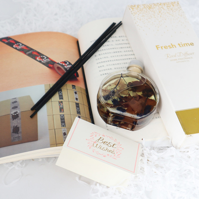 Aroma Reed Diffuser 100ml ชุดของขวัญสุดหรูพร้อมดอกไม้แห้งสีน้ำตาล