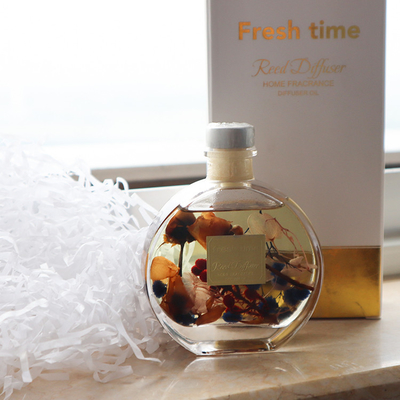 Aroma Reed Diffuser 100ml ชุดของขวัญสุดหรูพร้อมดอกไม้แห้งสีน้ำตาล