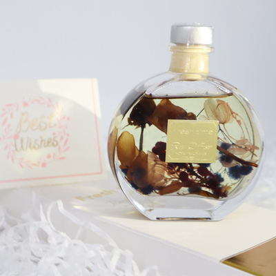 Aroma Reed Diffuser 100ml ชุดของขวัญสุดหรูพร้อมดอกไม้แห้งสีน้ำตาล