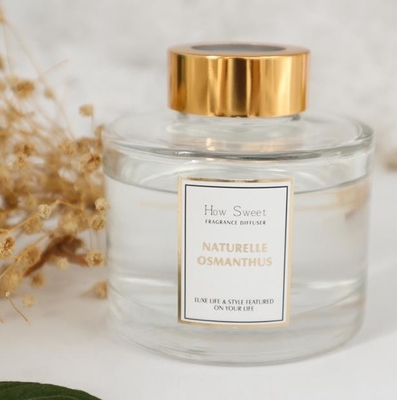 Aroma Reed Diffuser 126ml ชุดของขวัญขวดกลมหรูหราพร้อมฝาปิดสีทอง