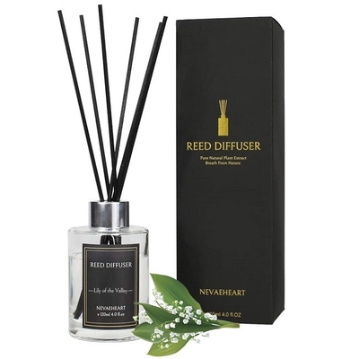 120ml กระจกใสลาเวนเดอร์ Citrus Aroma Reed Diffuser สำหรับน้ำหอมในห้อง