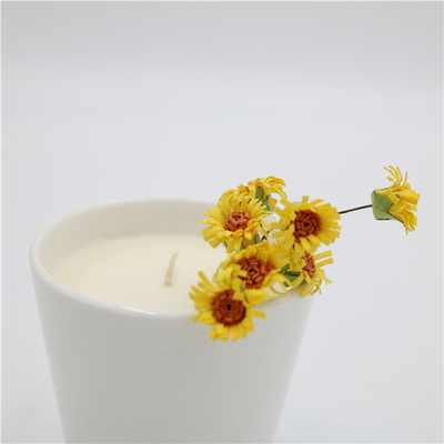 เทียนถั่วเหลืองเซรามิคธรรมชาติสีขาวเรียบง่ายขนาด 6oz เทียนอโรมาเทอราพี