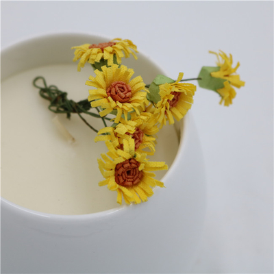 เทียนถั่วเหลืองเซรามิคธรรมชาติสีขาวเรียบง่ายขนาด 6oz เทียนอโรมาเทอราพี