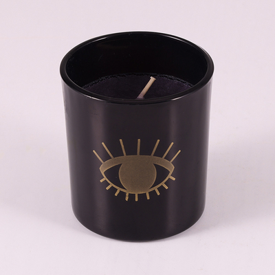 Aroma Home Vanilla Bean ขี้ผึ้งถั่วเหลืองแก้วขวดเทียนหอมสีดำ 8oz