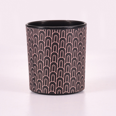 Aroma Home Vanilla Bean ขี้ผึ้งถั่วเหลืองแก้วขวดเทียนหอมสีดำ 8oz