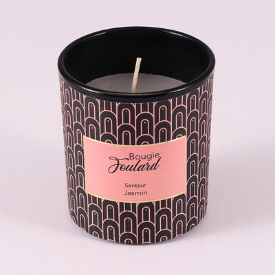 Aroma Home Vanilla Bean ขี้ผึ้งถั่วเหลืองแก้วขวดเทียนหอมสีดำ 8oz