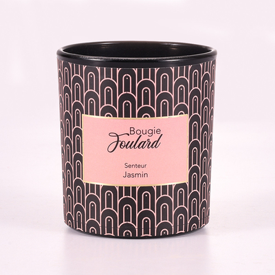 Aroma Home Vanilla Bean ขี้ผึ้งถั่วเหลืองแก้วขวดเทียนหอมสีดำ 8oz